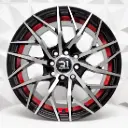 RIN 15X7 4-100/114.3 R1 SPORT 1049 BLACK MACHINE FACE+RED UNDERCUT ET30 CB73.1 