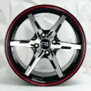 RIN 15X8 4-100 R1 SPORT QC662 BLACK MACHINE FACE RED LINE ET10 CB73.1